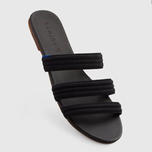 Rothy’s Triple Band Strap Woven Knit Slide Sandals Black Size Women’s 10